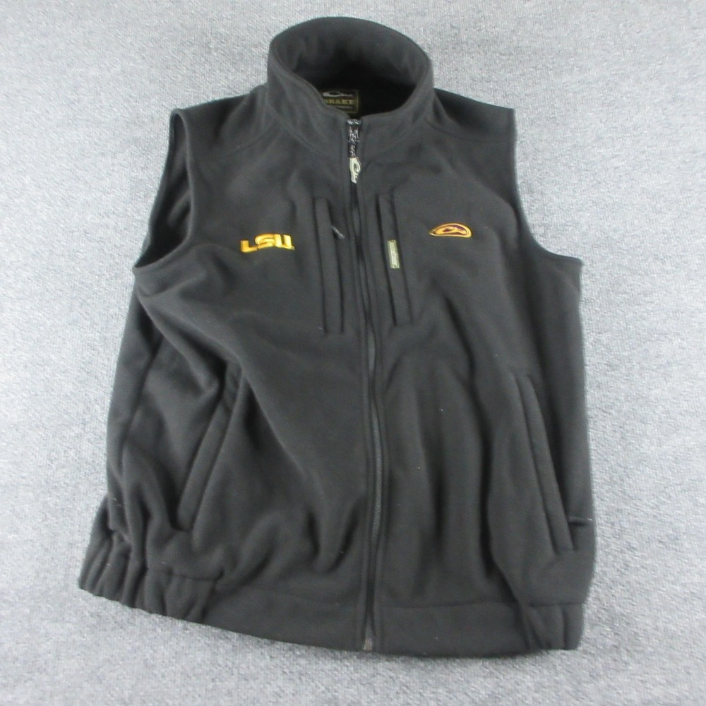 LSU Tigers Vest Mens XL Black NCAA Football Drake Fleece Full Zip Jacket